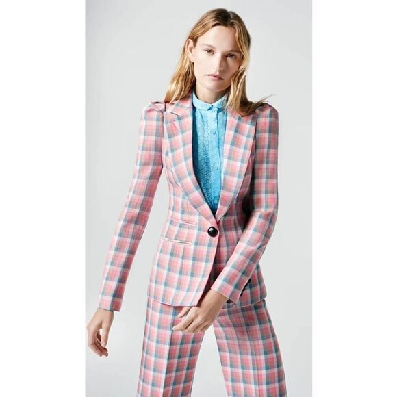 Smythe box pleat blazer begonia check US10 - Picture 1 of 9